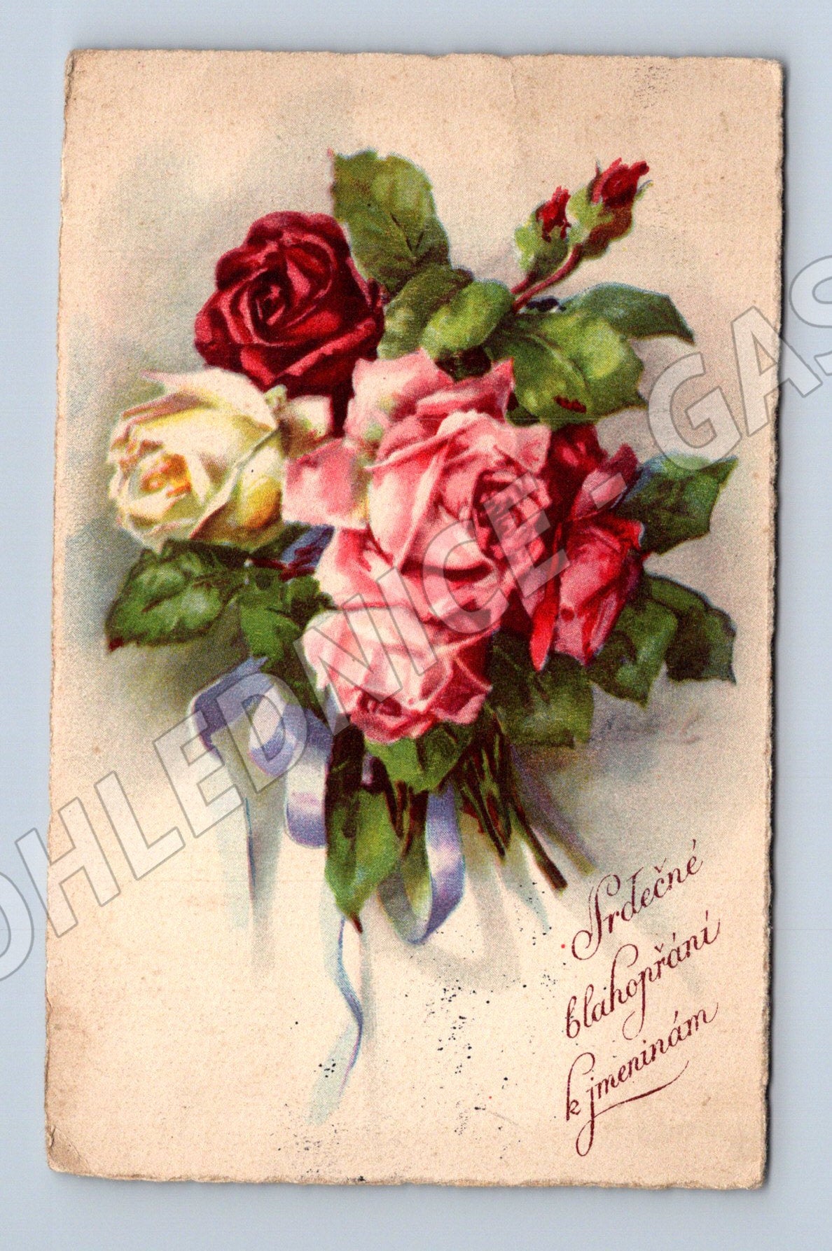 Pohlednice Srdečné blahopřání k jmeninám růže 1930 (M31288)