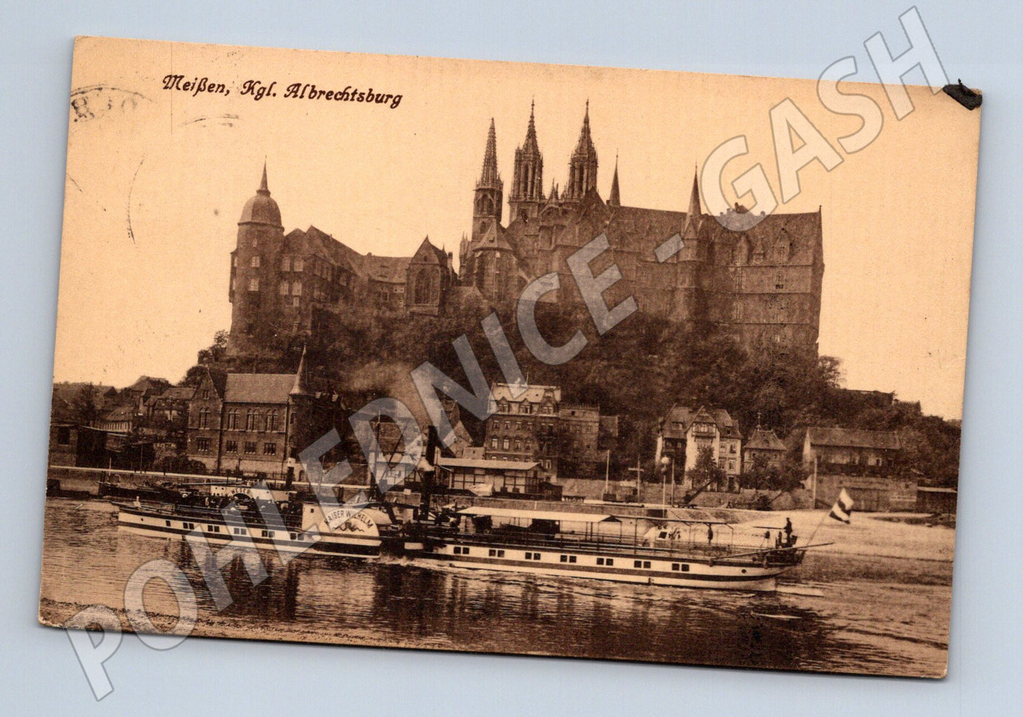 Pohlednice Německo Míšeň hrad Albrechtsburg parník 1937 (M31306)