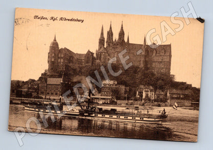 Pohlednice Německo Míšeň hrad Albrechtsburg parník 1937 (M31306)