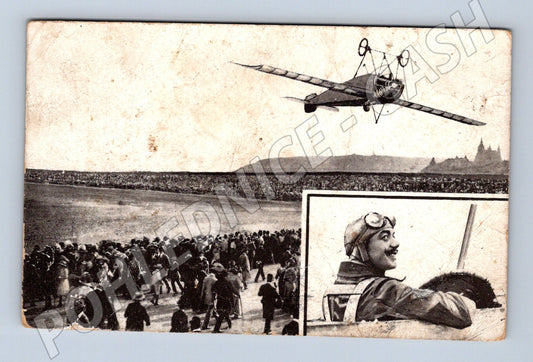 Pohlednice Praha Pěgoudův vzlet letadlo 1913 (M31310)