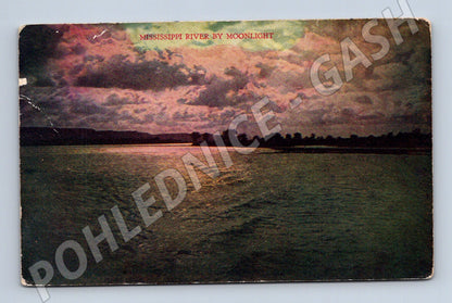 Pohlednice USA Mississippi River by Moonlight 1912 (M31333)