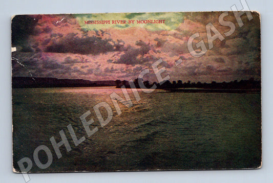 Pohlednice USA Mississippi River by Moonlight 1912 (M31333)