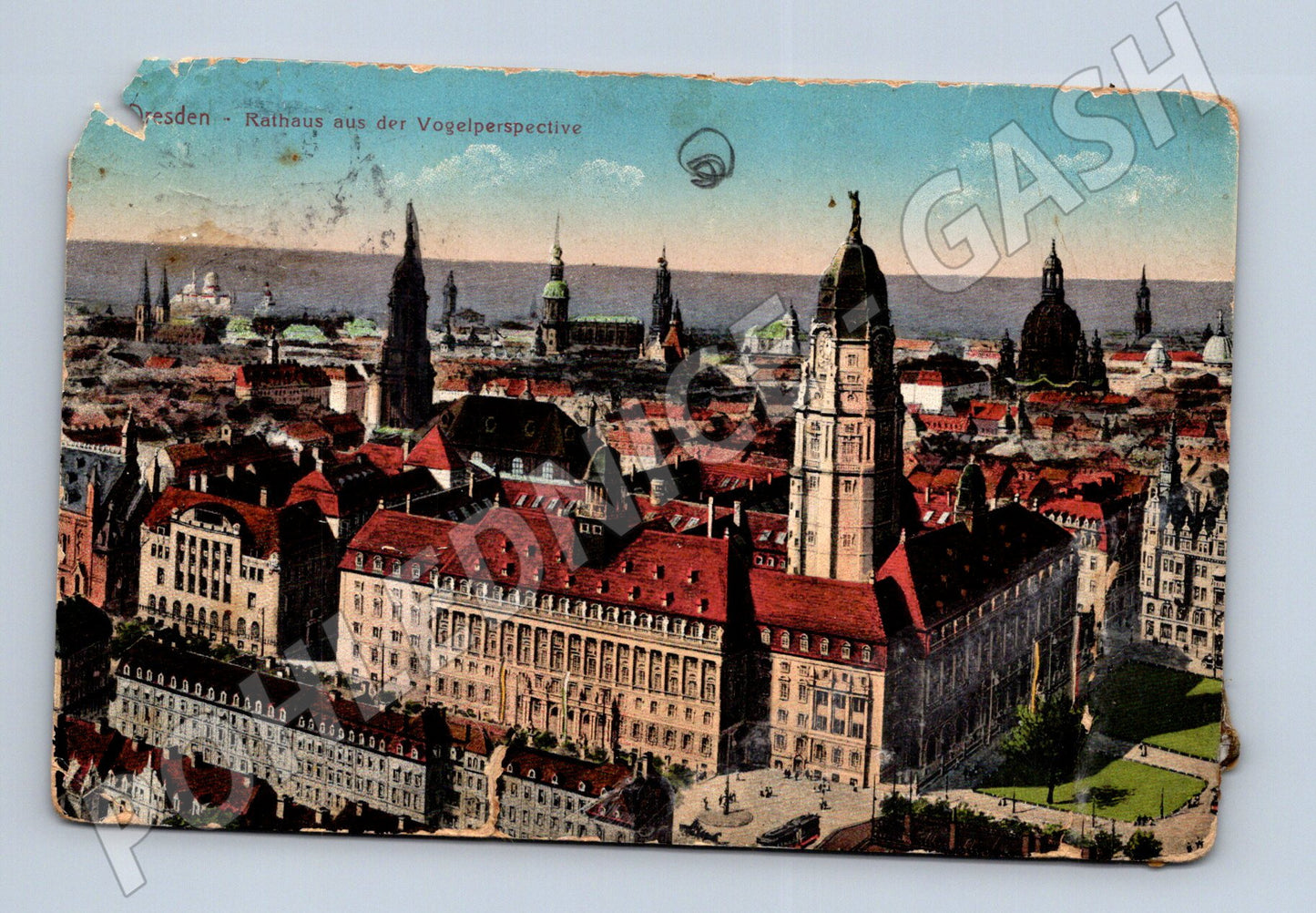 Pohlednice Německo Drážďany Rathaus ptačí perspektiva (M31356)