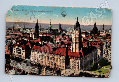 Pohlednice Německo Drážďany Rathaus ptačí perspektiva (M31356)