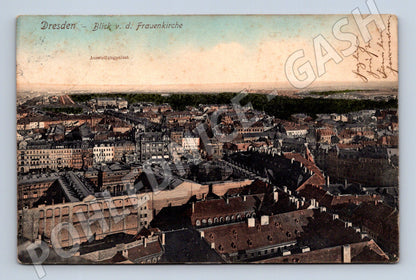 Německo Drážďany Frauenkirche a Ausstellungspalast 1909 (M31359)