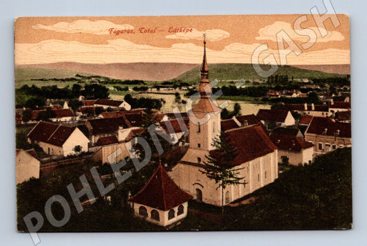 Pohlednice Rumunsko Fogarás kostel krajina (M31363)