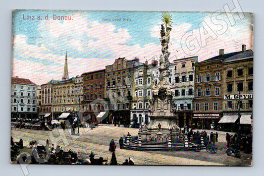 Pohlednice Rakousko Linz náměstí Franz Josef Platz 1908 (M31366)