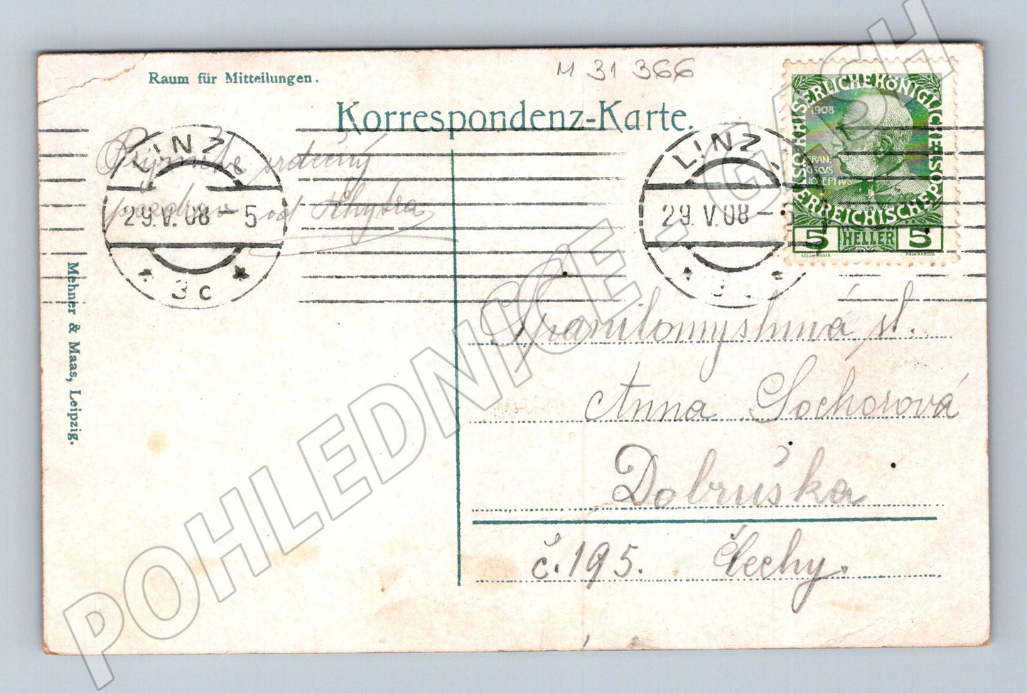 Pohlednice Rakousko Linz náměstí Franz Josef Platz 1908 (M31366)