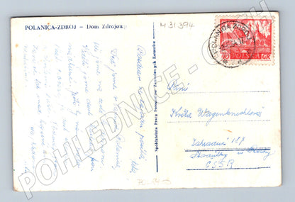 Pohlednice Polsko Polanica-Zdrój dům Zdroje fontána (M31394)