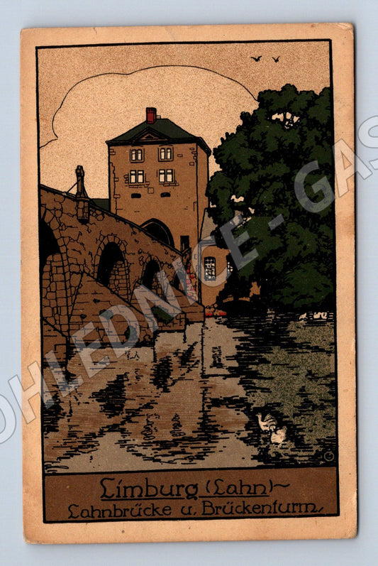 Pohlednice Německo Limburg Lahnbrücke Brückenturm (M31408)