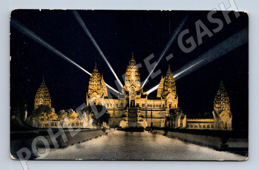 Pohlednice Kambodža Angkor-Vat v noci 1931 (M31419)