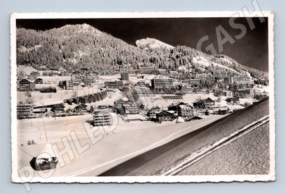 Pohlednice Švýcarsko Leysin zasněžená vesnice 1945 (M31439)