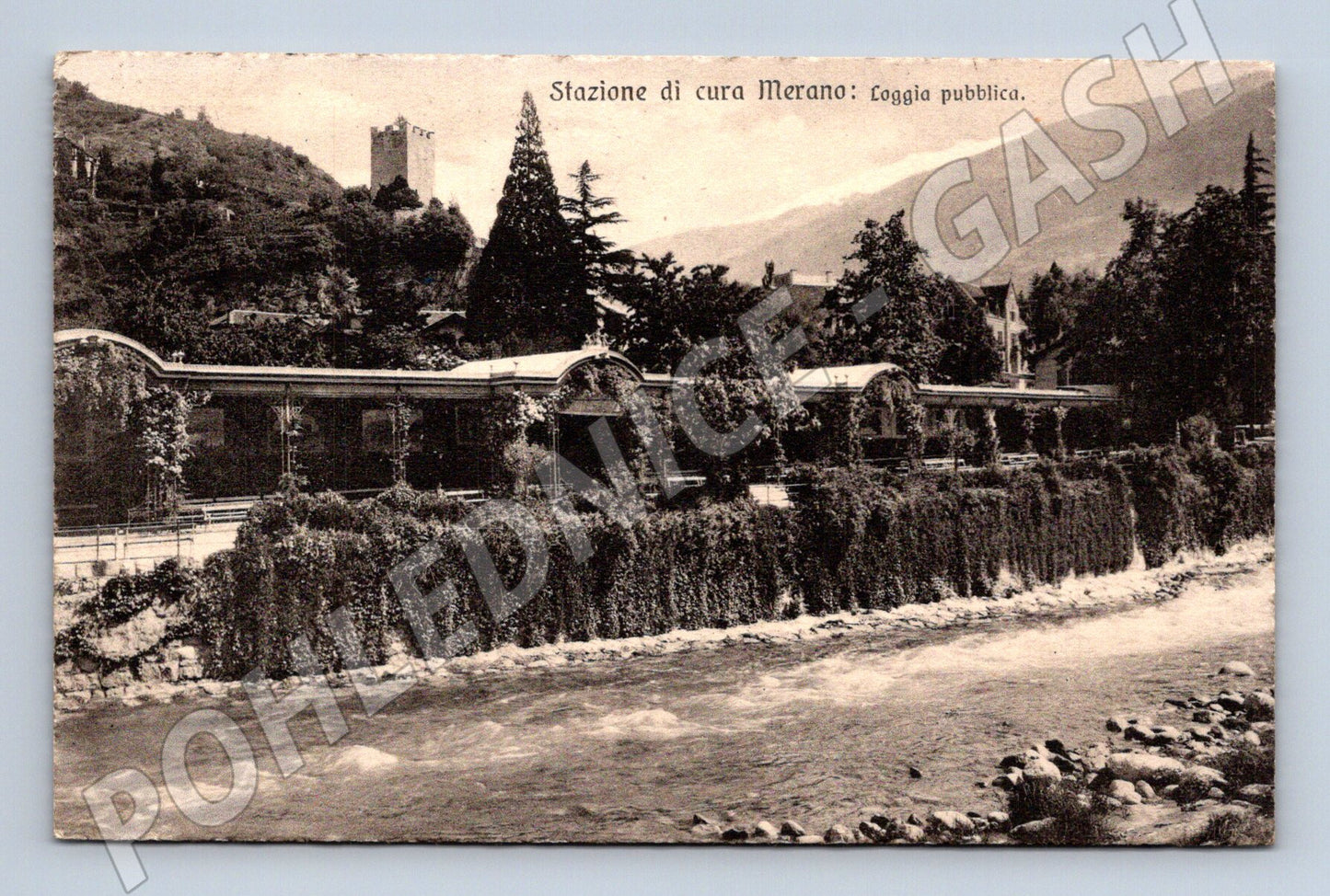 Pohlednice Itálie Merano lázeňská lodžie 1924 (M31444)