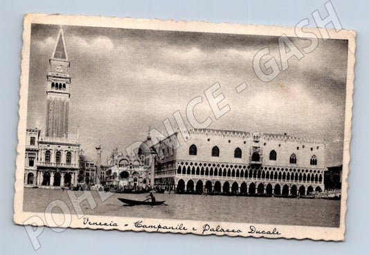Pohlednice Itálie Benátky Campanile a Dóžecí palác 1937 (M31464)