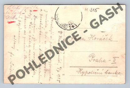 Pohlednice Mariánské Lázně koncert u studny 1925 malý (M315)