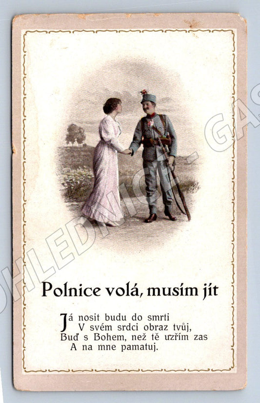 Postcard Polníci calls I must go soldier and song (M3151)