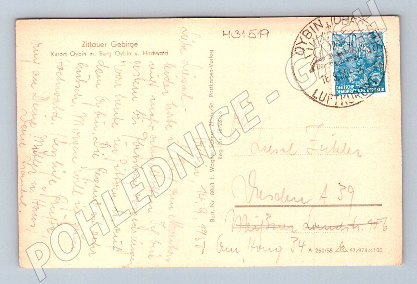 Pohlednice Německo Oybin a Hochwald krajina 1937 (M31519)