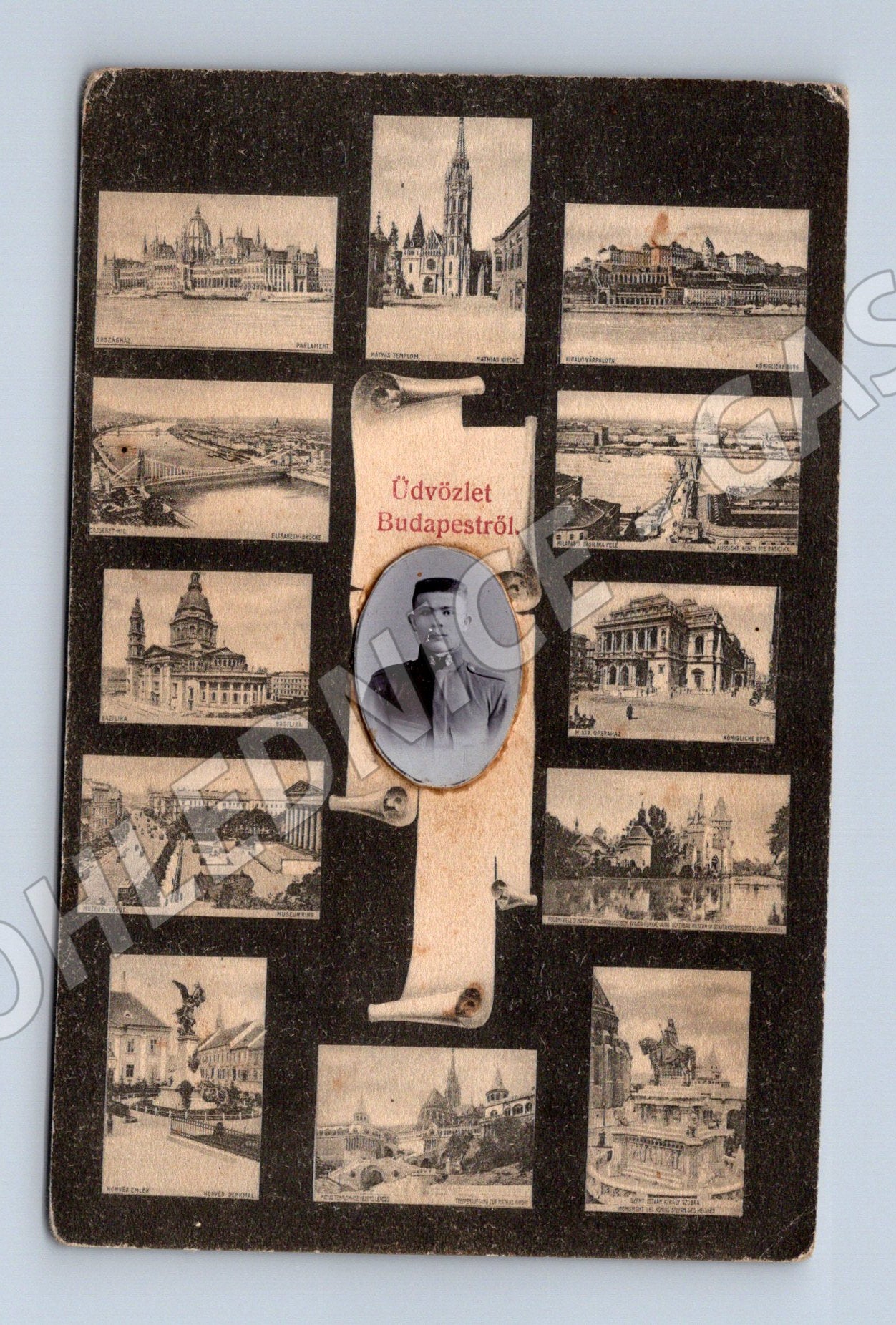 Pohlednice Maďarsko Budapešť mnoho pohledů a portrét 1907 (M31538)