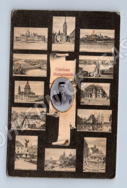 Pohlednice Maďarsko Budapešť mnoho pohledů a portrét 1907 (M31538)