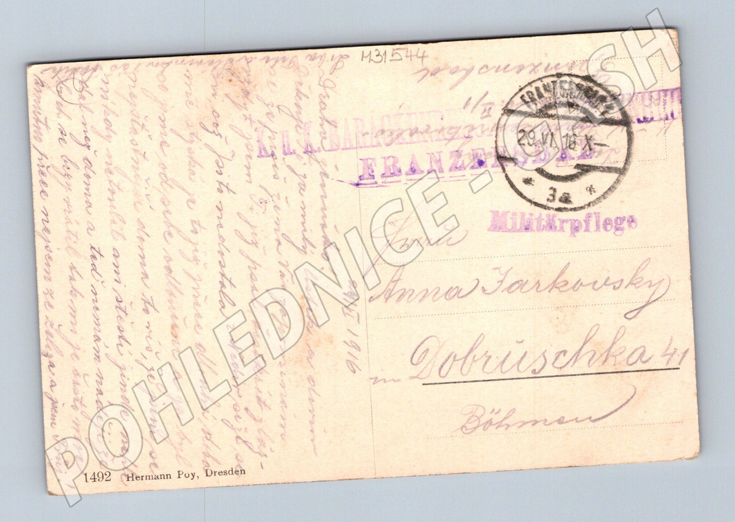 Pohlednice Fr. Lázně Salingburg I. sv. válka 1916 (M31544)