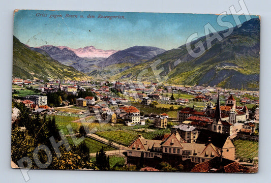 Pohlednice Itálie Bolzano Gries a Rosengarten 1915 (M31546)