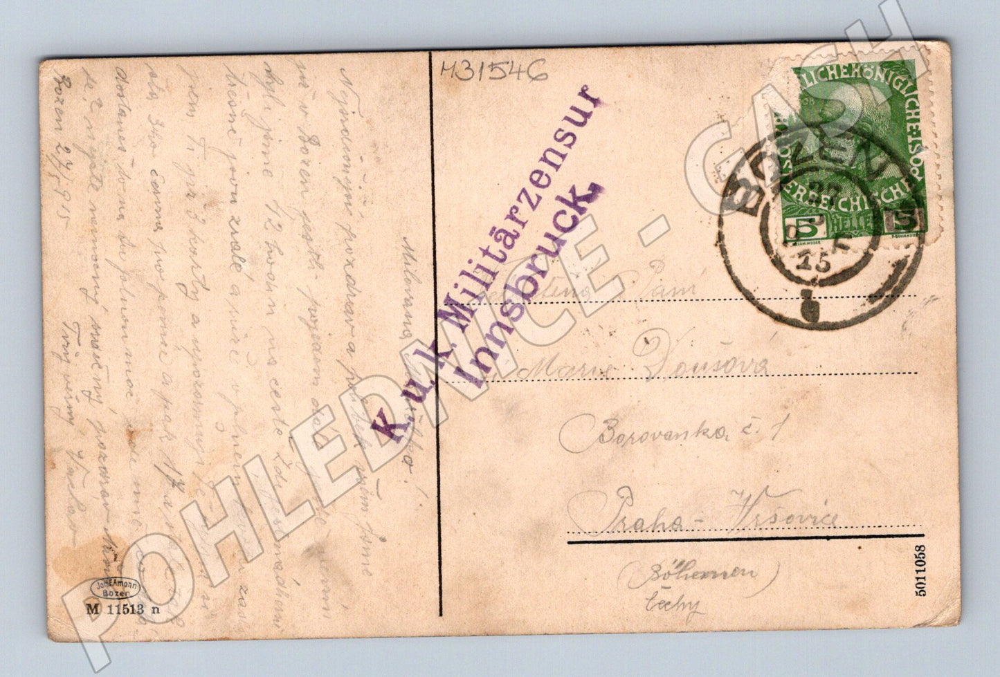 Pohlednice Itálie Bolzano Gries a Rosengarten 1915 (M31546)