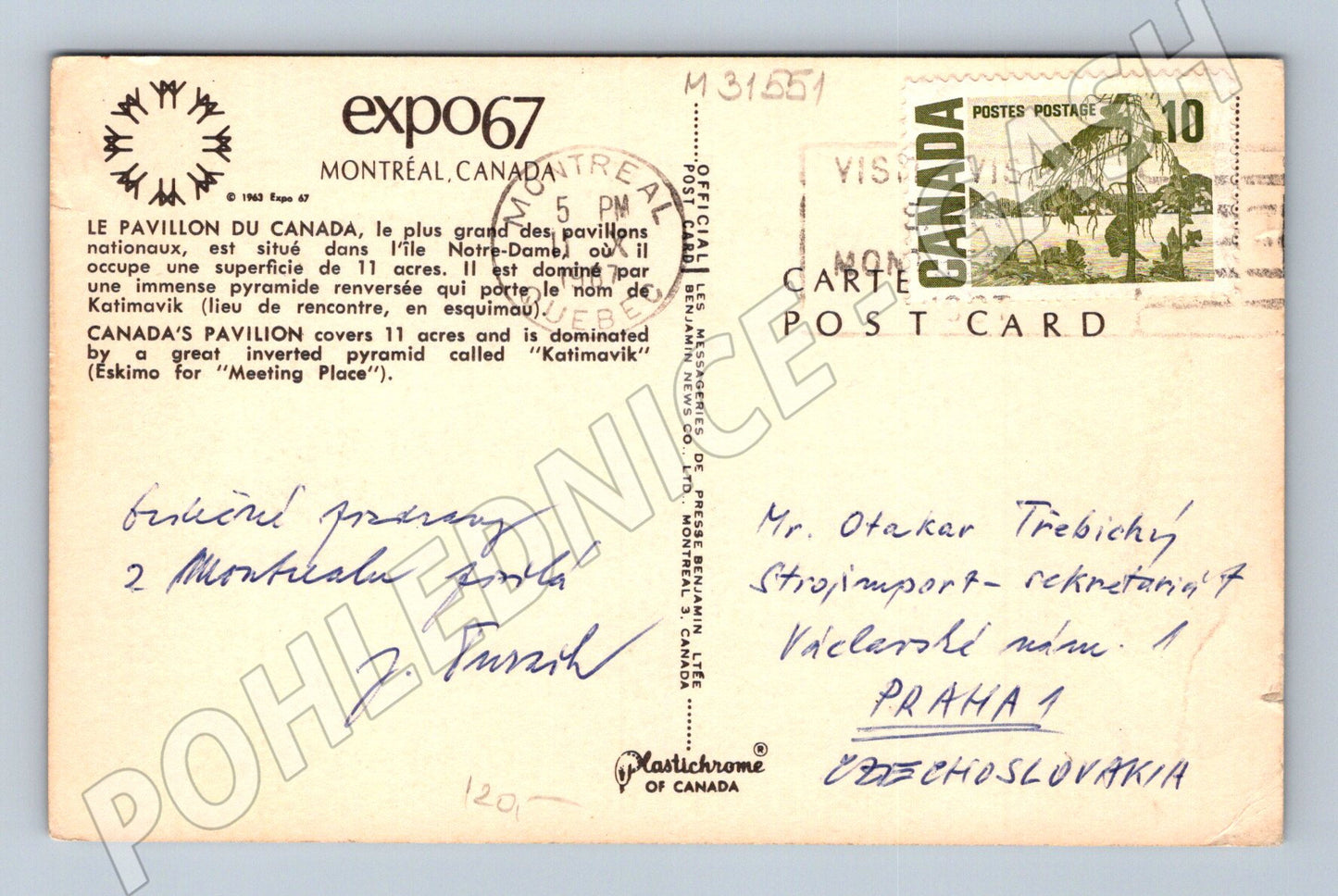 Pohlednice Kanada Montreal Expo 67 1967 (M31551)