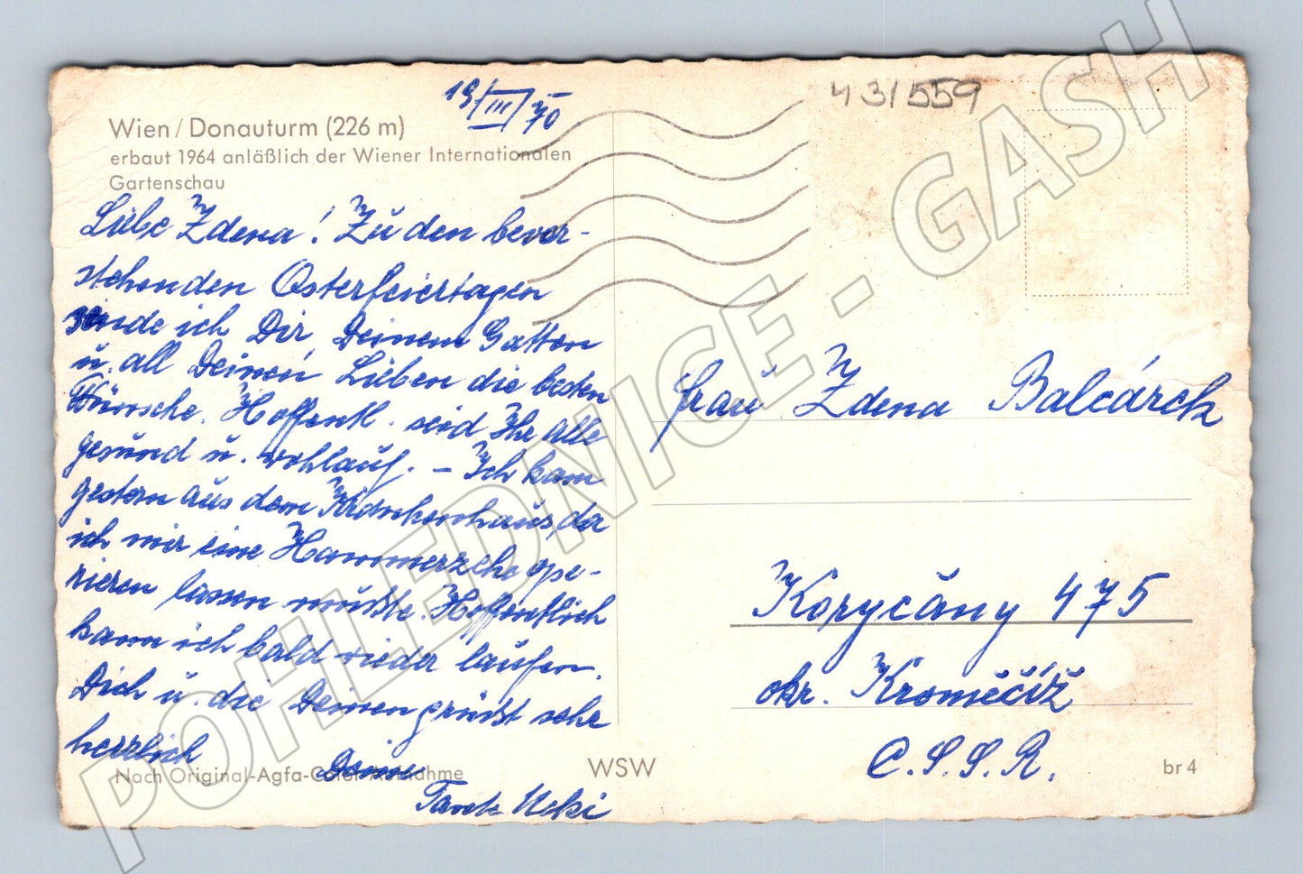 Pohlednice Rakousko Vídeň Donauturm plachetnice 1970 (M31559)
