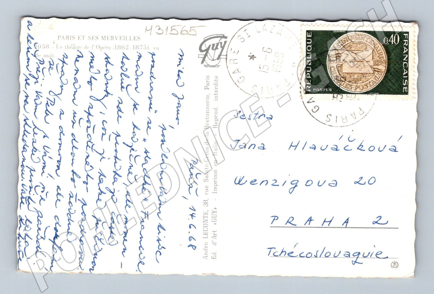 Pohlednice Francie Paříž Opera Garnier 1968 (M31565)