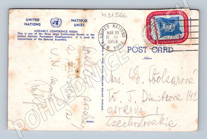 Pohlednice OSN New York konferenční místnost 1953 (M31566)