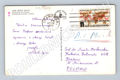 Pohlednice USA Alma Mater Statue Illinois 1965 (M31569)