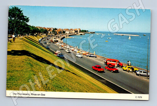 Pohlednice Velká Británie Rhos-on-Sea promenáda 1974 (M31575)