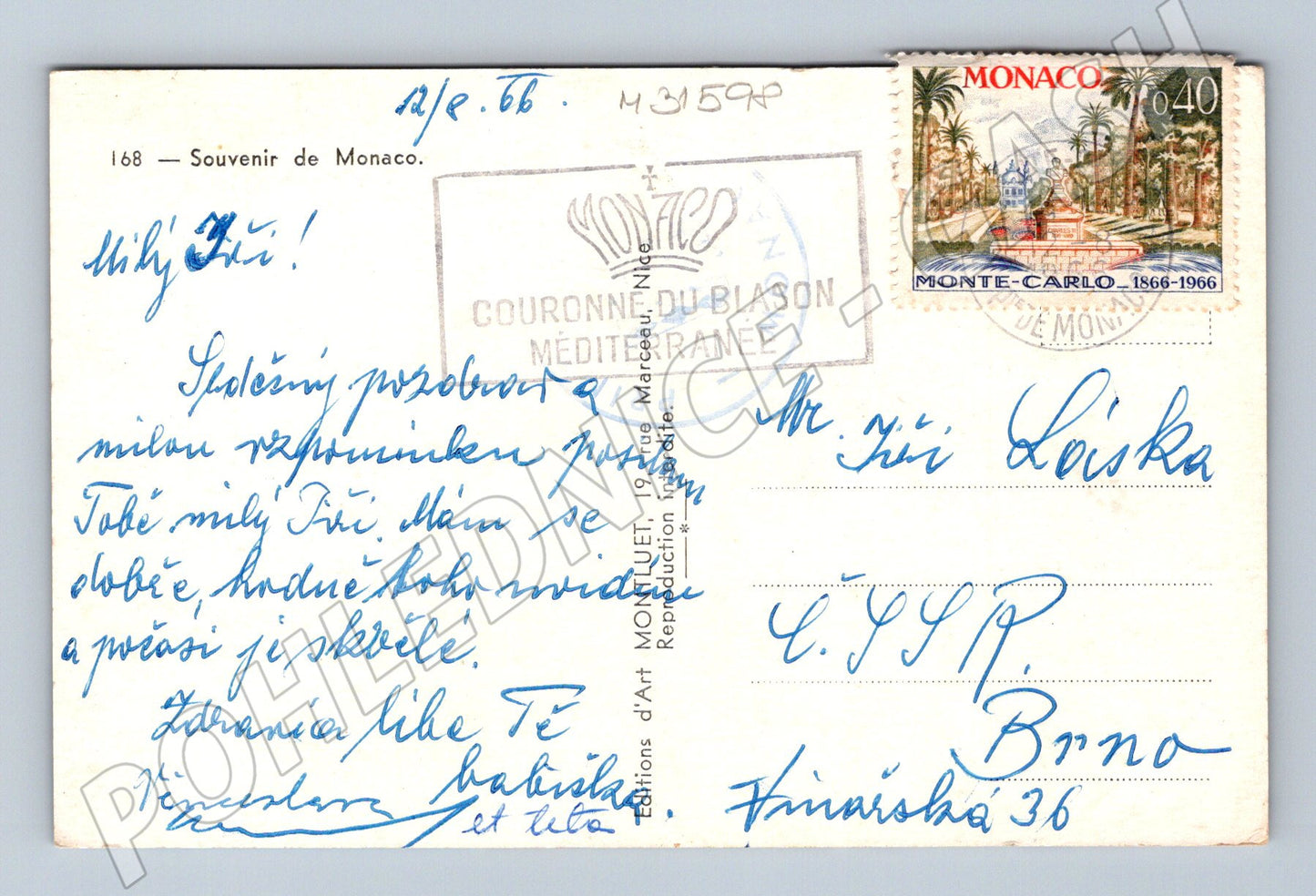Pohlednice Monaco koláž výhledů 1966 (M31598)