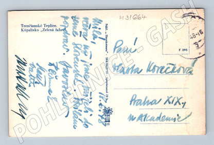 Pohlednice Slovensko Trenčianske Teplice Zelená žaba 1948 (M31664)