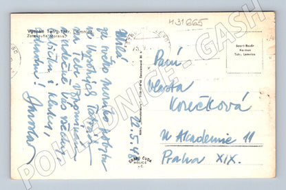 Pohlednice Slovensko Tatr. Lomnica hotel hory 1948 (M31665)