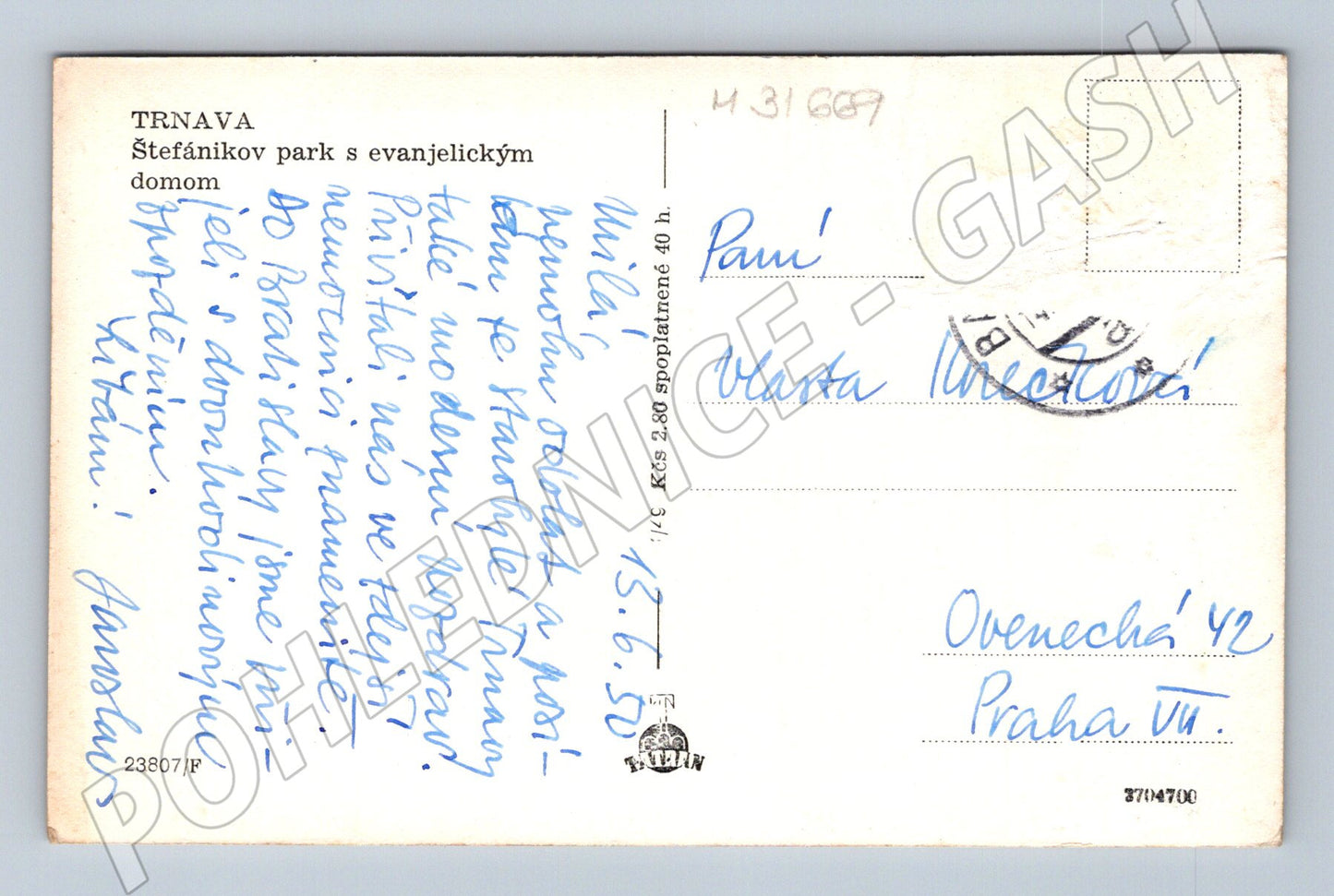 Pohlednice Slovensko Trnava Štefánikov park 1950 (M31669)