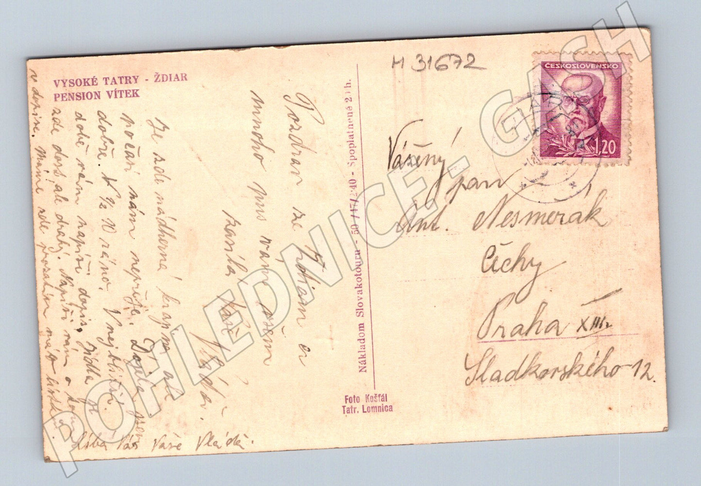 Slovensko Vysoké Tatry Ždiar Pension Vítek kolem 1940 (M31672)