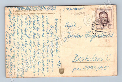 Pohlednice Slovensko Martin kostel kvetoucí strom 1930 (M31679)