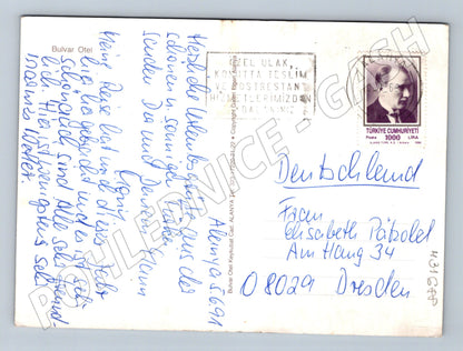 Pohlednice Turecko Alanya pobřeží a hotel 1990 (M31688)