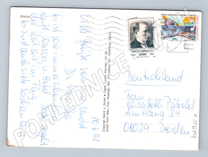 Pohlednice Turecko Alanya pobřeží a hrad 1993 (M31689)