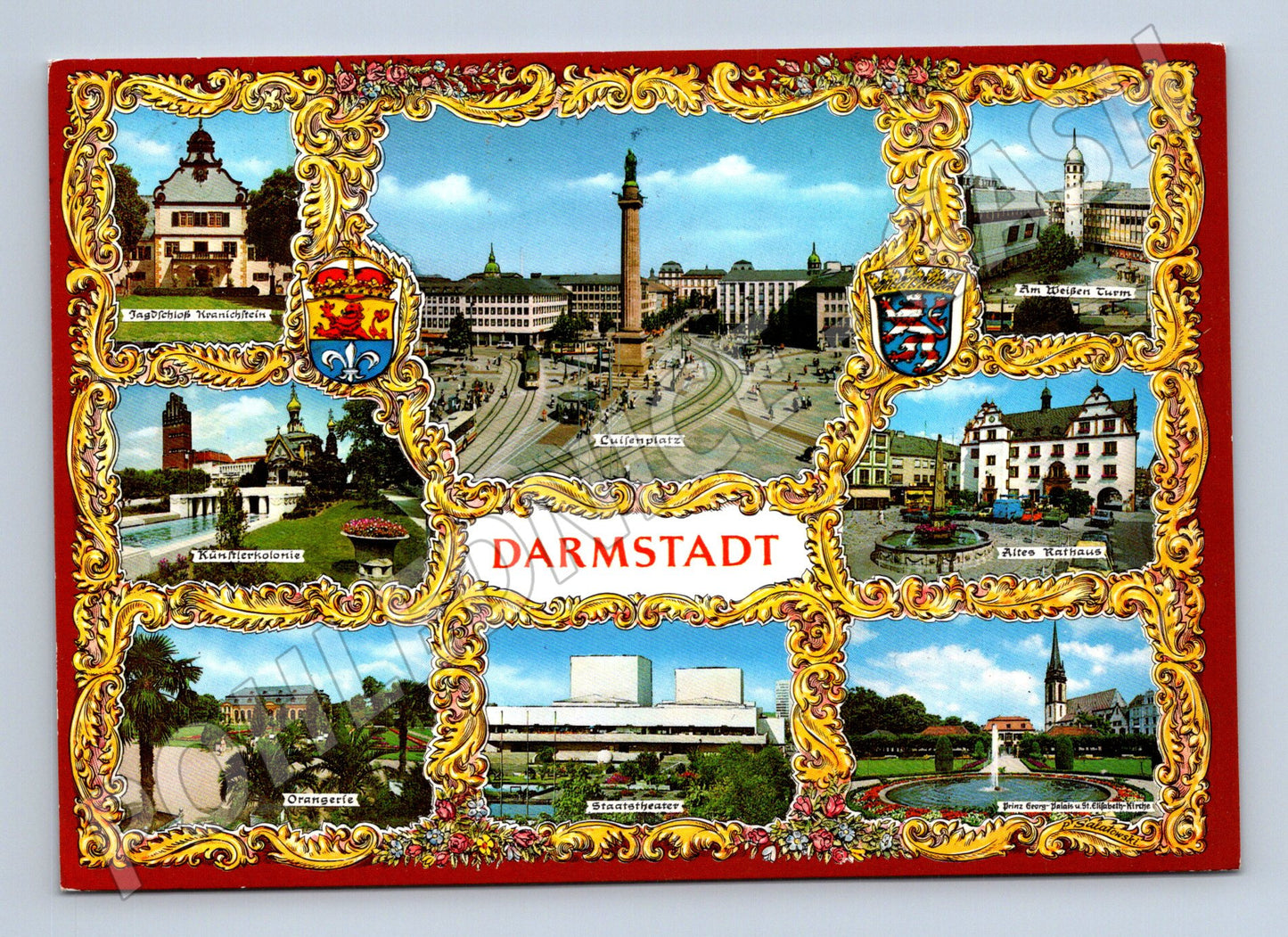 Pohlednice Německo Darmstadt koláž památek 1994 (M31715)