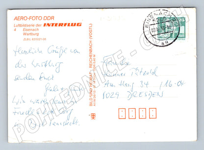 Pohlednice Německo Hrad Wartburg letecký pohled 1980 (M31727)