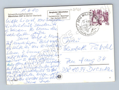Pohlednice Švýcarsko Männlichen lyžování lanovka 1980 (M31731)