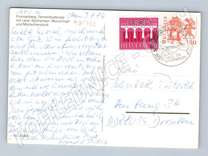 Pohlednice Švýcarsko Flumserberg alpská krajina 1984 (M31733)