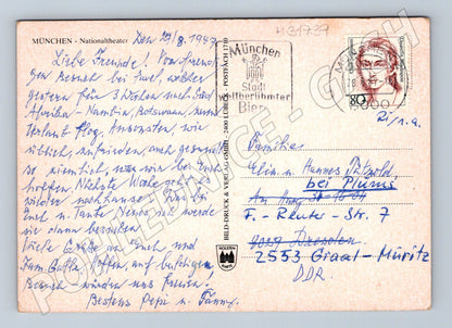 Pohlednice Německo Mnichov Národní divadlo 1989 (M31739)