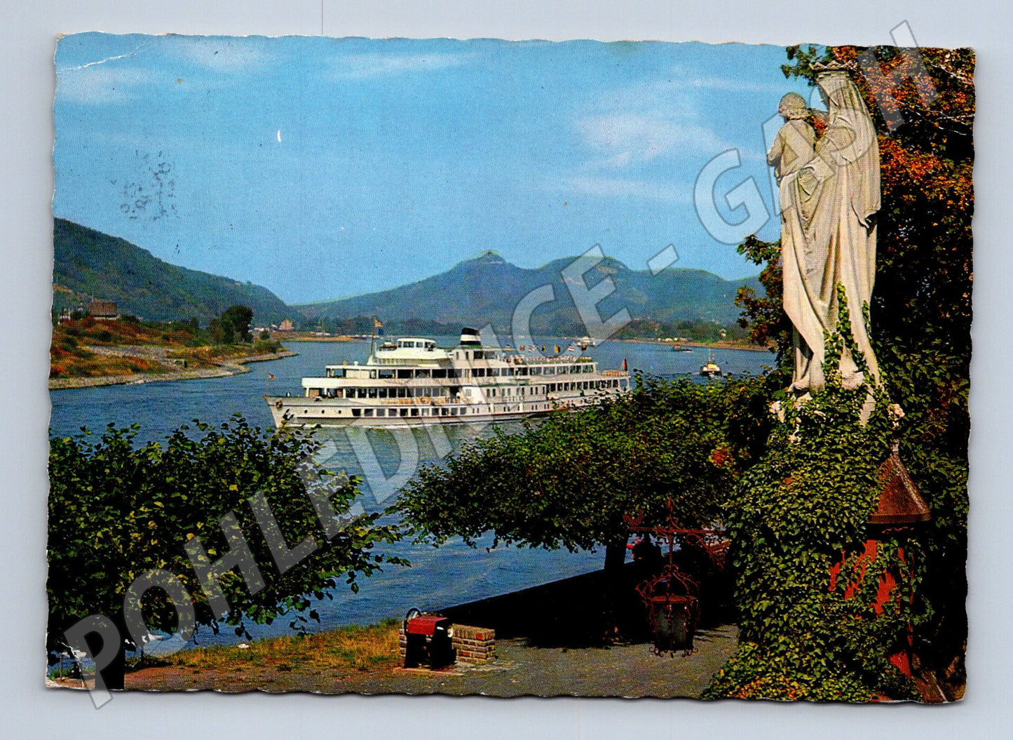 Pohlednice Německo Unkel am Rhein parník socha 1967 (M31744)