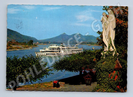 Pohlednice Německo Unkel am Rhein parník socha 1967 (M31744)