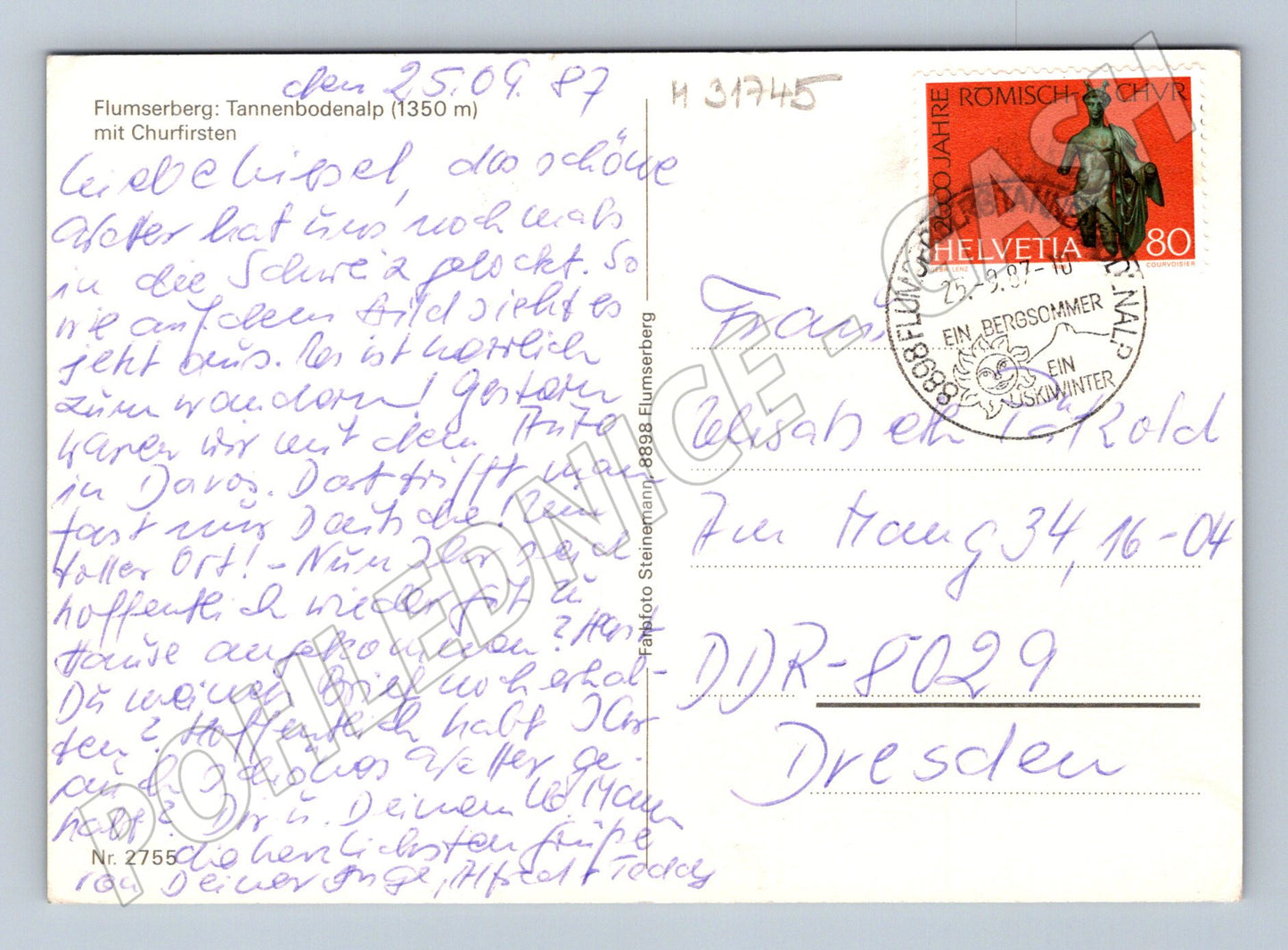 Pohlednice Švýcarsko Flumserberg horská vesnice 1997 (M31745)
