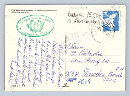 Pohlednice Německo Lonsheim panorama kostel vinice 1970 (M31751)