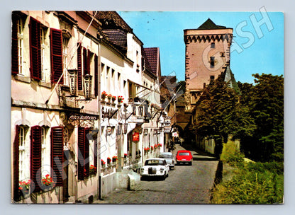 Pohlednice Německo Dormagen-Zons ulice s věží 1982 (M31753)